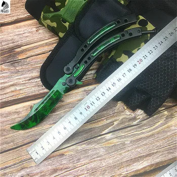 CS POJDI Smaragdno zelena design elegantna nevihte nož 9.8-palčni metulj usposabljanje nož z scabbard in vratu vrv taktike nevihte nož