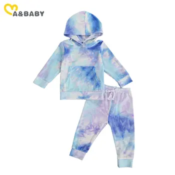 Ma&Baby 1-6Y Baby Toddler Fant, Fant, Dekle Tie Dye Oblačila, ki Long Sleeve Hooded Vrhovi T Majica, Hlače Jeseni Priložnostne Obleke