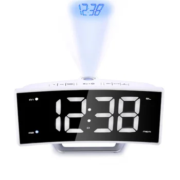 Ogledalo FM Radijska Budilka Ura LED Digitalni Elektronski Tabela Projektor Watch Desk Nixie Projekcija Budilka S Časovno Projekcijo