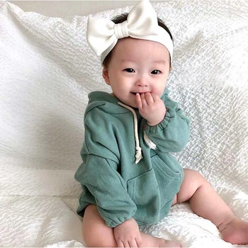 2020 Baby Dekleta Romper Zimski Plašč Oblačila Baby Jumpsuit Preprosto Priložnostne Bombaž Mah Plezanje Oblačila Hoodie Baby Girl Obleke