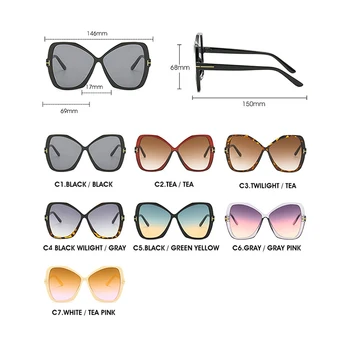 2020 Novo Oversize Sončna Očala Ženske Moški Occident Moda Velik Okvir Očala Za Sonce Jasno, Vijolična, Roza Odtenki Metulj Očala Darila
