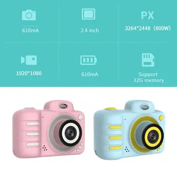 2.4 Palca Velik Zaslon, Mini Otroci Digitalni Fotoaparat ločljivosti 1080P Dvojno Objektiv Športni Video Kamero S 16 G Pomnilniško Kartico Izobraževalne Igrače