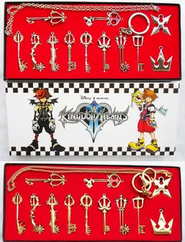 Kingdom Hearts 2 II Keyblade Keychain Ogrlico, Obesek Keyrings Orožja Nastavite Zbirka Polje Darilo Cosplay Prop