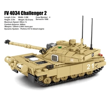 904pcs KRALJESTVU Vojaške FV4034 Challenger 2 Glavni Bojni Tank gradniki WW2 z Vojak številke Vojske Opeke Igrače Za Otroke