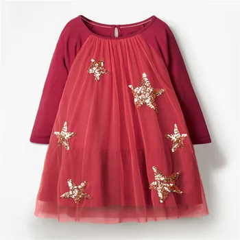 Skoki Metrov Novih Princesa Dekleta Obleke Očesa Zvezde Stranka Moda Obleko Z Dolgimi Rokavi Otroci Oblačila Za Rojstni Dan Otroške Obleke