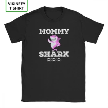 Človek T Srajce Mamica Shark T Shirt Doo Doo Tee Shirt Ujemanje Družinski Prosti Čas Kratek Rokav Vrhovi Bombaža, Plus Velikost T-Shirt