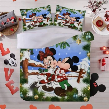 Disney Mickey Minnie Posteljnina Nabor Rjuhe Kritje Prevleke Domačega Tekstilnega Odrasle Otroke Darilo Kraljica King Size Postelja Niz Božično Darilo