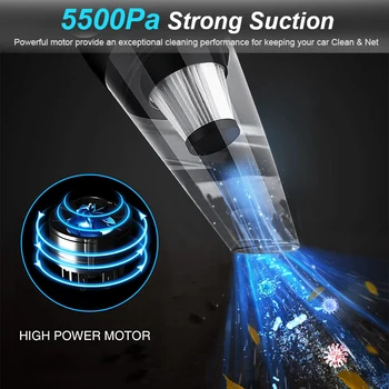 5500PA Baterijski sesalnik Brezžični sesalnik Za Avto sesalnik Prenosni Akumulatorski Vaccum Čistila Močan Suh smo