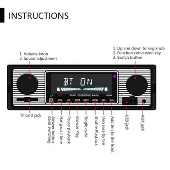 1set Brezžični Avto Radio Bluetooth Retro MP3 Multimedijski Predvajalnik, AUX, USB, FM Predvajanje Letnik Brezžični 12V Stereo Avdio Avto Elektronika