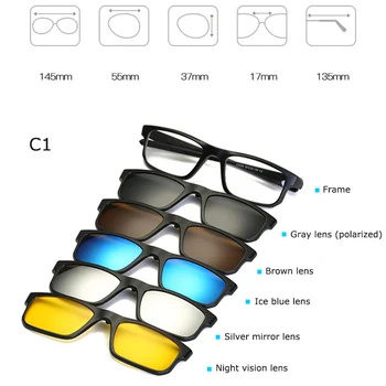 Moda Optični Spektakel Okvir Moški Ženske Kratkovidnost S 5 Posnetka Na Polarizirana sončna Očala Magnetni Očala Za Moške Očala RS219