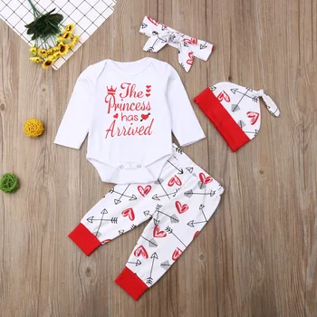 Pudcoco Dekle Obleke 4PCS Novorojenega Dojenčka Baby Dekleta Obleke Playsuit Romper Hlače Obleko Set