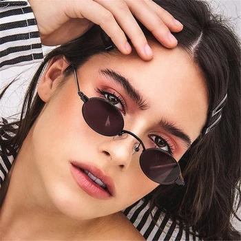 VIVIBEE Letnik Majhne Ovalne sončna Očala za Ženske 2019 Trending Zlato Kovinski Okvir Retro Ženske Mini sončna Očala Modni Odtenki