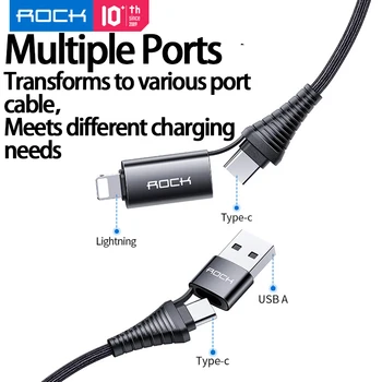 ROCK USB C Tip Kabla C do Strela Podatkovni Kabel PD Hitro Polnjenje C C Podatkovni Kabel USB Kabel za Polnjenje Za iPhone Laptop Sinhronizacija žice