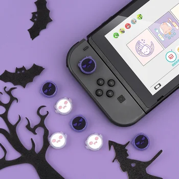 GeekShare 4Pcs Silikonski Duha Halloween JoyCon nazobčenje Nastavite Palčko Skp Stikalo in Stikalo Lite Kritje Analogni Palec Palico Prijemala