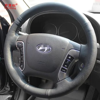 PONSNY Umetnega Usnja Avto Volan Zajema Primeru za Hyundai Santafe 2006~2012 Ročno sešijejo Krmiljenje Pokrovček