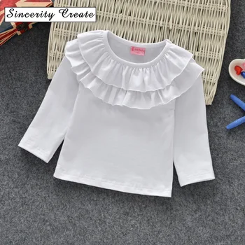 Baby dekleta majice Dolg Rokav Big Dekleta Vrhovi Dekle Šoli trdna bluze za otroke Malčka, otroška oblačila, oblačila 1-7y KT-1813