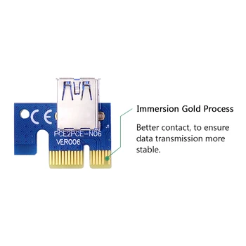 CHIPAL VER006C 60 CM PCI-E Riser Card PCI Express 1X PCIE, da 16X razširitveno napravo USB 3.0 Kabel 6Pin Moč za Rudar Bitcoin Mining
