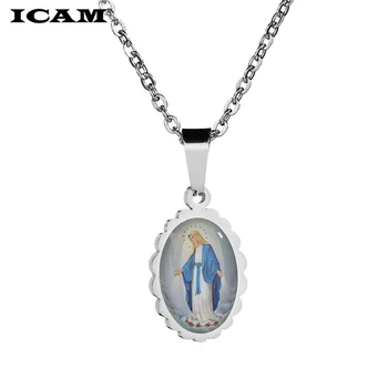 ICAM Katoliške Nosorogovo Ovalne Molitev Devici Mariji, Ogrlica Klasičnih Naše Gospe iz Guadalupe Medaljo Kovanec Ogrlica Amulet