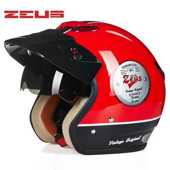 ZEUS Motocikel 3/4 vintage Retro Čelada Moto Casco skuter capacete odprite letnik face čelado PIKA ZEUS 381C