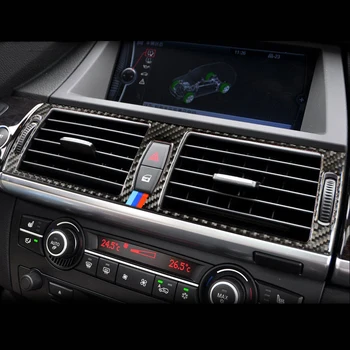 Ogljikovih Vlaken Za BMW E70 E71 X5 X6 Notranje zadeve Prestavljanje klimatska Naprava AC CD Plošči Branje Svetlobe Kritje Trim Nalepke, Dodatki