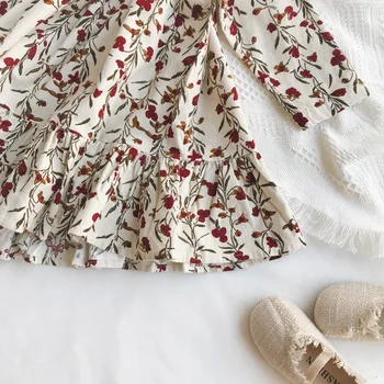 Sodawn Gril Oblačila Dekleta Padec Obleke Nove Korejski Cvet Slog Oblačenja Za Dekleta 2-7 Let Princesa Otroci Otroci Obleko