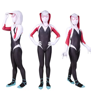 Anime Gwen Stacy Cosplay Kostum Lycra za Halloween Kostumi Gwen Obleka za Odrasle, Otroci
