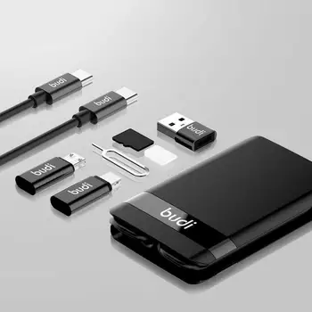 BUDI Univerzalni Brezžični Polnilnik Multi-funkcijo Power Bank Smart vmesniško Kartico za Shranjevanje Podatkov Kabla USB Box za iPhone Xiaomi Huawei