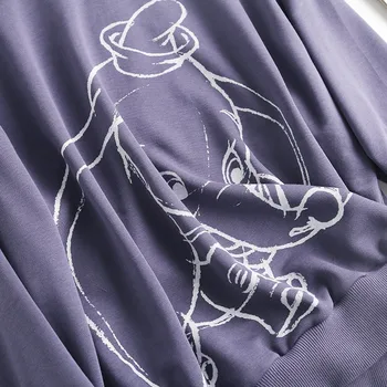 Artsnie Strip Disney Tiskanja Prevelik Majica Ženske Zimske 2020 O Vratu Spusti Ramena Hoodies Ulične Priložnostne Sweatshirts