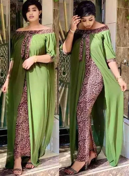 MD Afriške Plus Velikost oblačila Za Ženske Leopard Tiskanja Dashiki Šifon Dolge Obleke, turški Caftan Muslimanskih Abaya Islam Oblačila Halje