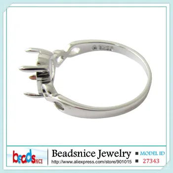 Beadsnice ID27343 ovalne pol gori obroč nastavitve nakit dodatki diy srebrni prstan prepogniti nastavitev za zaročni prstan