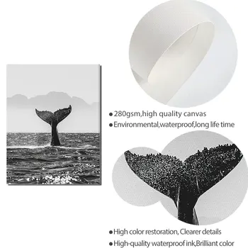 Črno Bela Fotografija Plakat Morje Val Platno Slikarstvo Kita Wall Art Tisk Sodobno Sliko Za Dnevni Sobi Na Steni Dekor