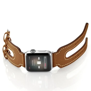 Usnjeni trak Za apple Watch band 44 mm/40 mm iwatch 5 4 42mm/38 mm dvojno sponke zapestnica watchband za apple gledati serije 5 4 3