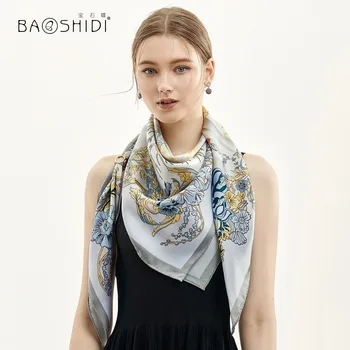 [BAOSHIDI ] Svile Šal,16m/m 106*106cm Infinity Kvadratnih Rute,Ročno Valjana,Moda naravna svileni šal za lady Ženske