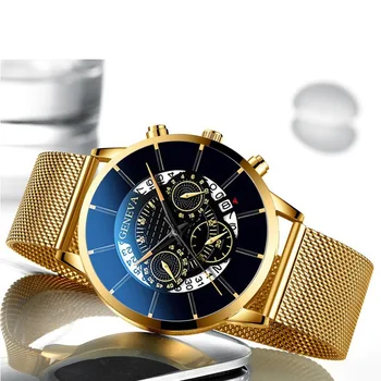 ŽENEVA Watch Moških Luksuzni Poslovni Koledar iz Nerjavečega Jekla, Moške Ročne ure Moške Watch Ura relogio masculino reloj hombre