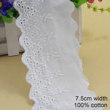 10yards 7.5 cm bombaž bela embroided čipke lutke traku poroko trim DIY šivalni Pribor dobave afriške čipke aplicirano #3535