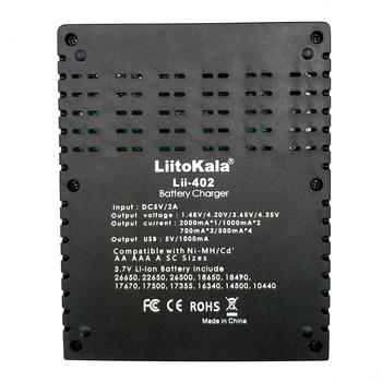 Liitokala Lii-402 polnilec, baterijo 18650 3,7 V 3.2 V 3.85 V 26650 14500 21700 16340 NiMH baterija litij -