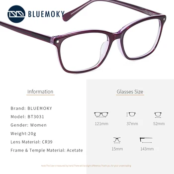 BLUEMOKY Kvadratnih Recept Očala Ženske Acetat Progresivna Očala so Očala 2020 Urad Očala Ženski Čisto Nov BT3031