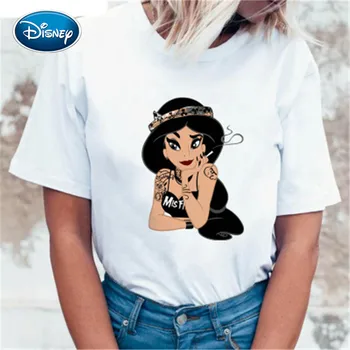 Disney 1pcs Princesa Kawaii Harajuku Majica s kratkimi rokavi Ženske Ullzang Srčkan T-shirt grunge estetske Grafični Tshirt Moda Vrh Tees Ženski