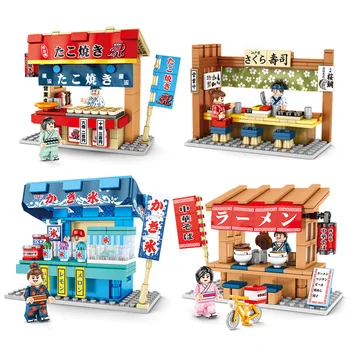 Japonski Slog Mini Street View Shop, Trgovina Modelov Izobraževalnih gradniki Igrače za Otroke DIY Darilo za Rojstni dan Sembo Majhne Opeke
