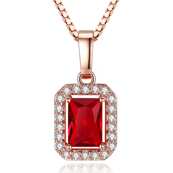 Kvadratni Ruby dragih kamnov, rdeče kristalni obesek ogrlice za ženske AAA cirkon diamanti Rose gold barvi choker nakit bijoux modni