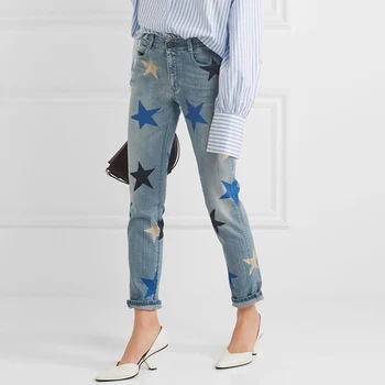 Novo slavni Ameriški Pentagon star svoboden naravnost casual kavbojke otrok svetlobe barvne tiskane stretch hlače trend