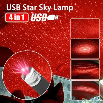 4 v 1 Mini LED Avto Streho Star Nočne Luči Projektor Svetlobe v Notranje Okolja Vzdušje Galaxy Lučka za Dekoracijo Svetlobe USB Vtič