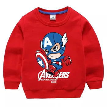 Marvel Avengers Captain America Fant Hooded Majica Bombaž Dolgimi Rokavi, Pulover, Vrhovi Otroci Dekle Hoodies otroška Oblačila