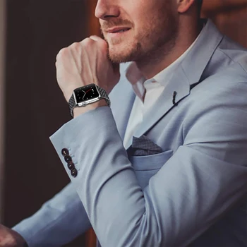 Trak Za Apple watch band 44 mm 40 mm serije 5 4 3 2 zamenjava watchband iwatch 42mm 38 mm razkošje iz nerjavečega jekla povezavo zapestnica