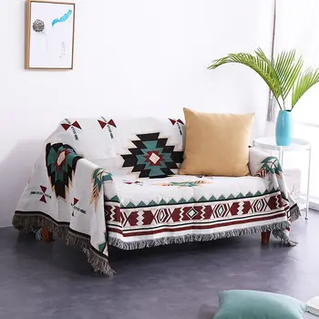 Boemski stil kavč brisačo kritje odejo odejo doma dekoracijo prahu kritje tassel pleteni skladu kavč kritje poliestrskih vlaken/bombaž