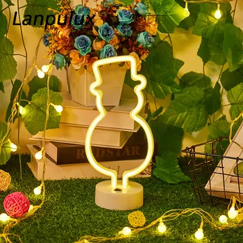Lanpulux Neon Noč Lučka Kita Zajec Samorog Pisane LED Ornament Počitnice, Poroka Stranka Dekor Doma luç Romantično Darilo