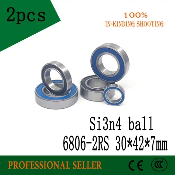 Brezplačna dostava 2pcs 6806-2RS 30x42x7mm 61806 2RS SI3N4 kroglice hibridni keramični kroglični ležaj za BB30 6806 RS