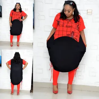 2 Delni Komplet Hlače + Obleko Afriške Ženske Obleke Dashiki Midi Obleko Afriška Oblačila Afriki plus velikost Oblačila XL-4XL