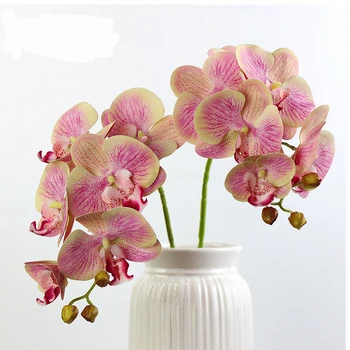 Umetna Svila Bela Orhideja Cvetje Visoke Kakovosti Metulj Vešča Phalaenopsis Ponaredek Cvet za Poroko Doma Festival Dekoracijo
