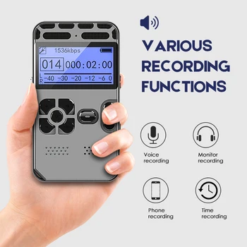 Digitalni Snemalnik zvoka Snemanje Zvoka Dictaphone MP3 LED Zaslon Glas Vključena Podpora 64 G Širitev Zmanjšanje Hrupa V35